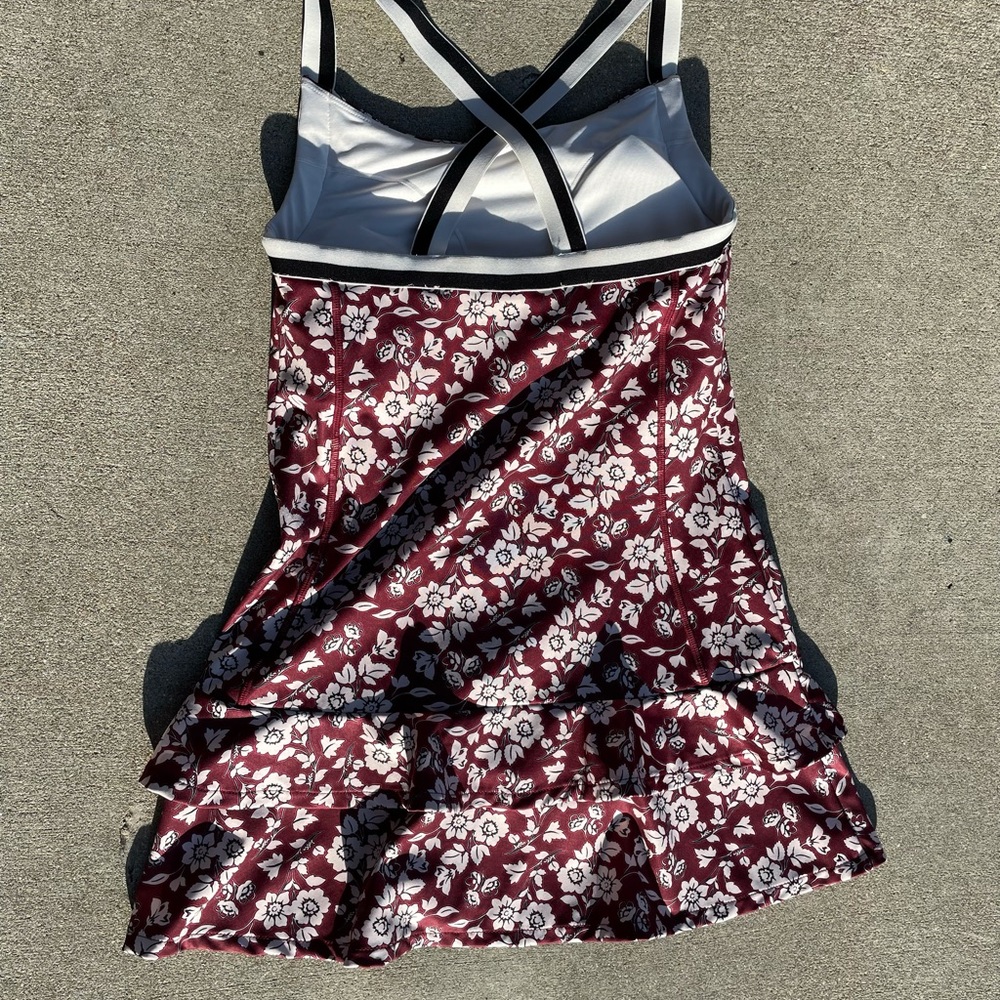 kate spade Burgundy Floral Tennis Dress with White Flowers - Picture 4 of 7
